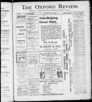 cover page of Oxford Review published on June 18, 1903