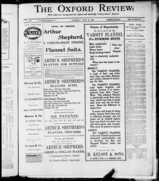 cover page of Oxford Review published on June 18, 1908