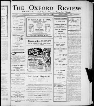 cover page of Oxford Review published on February 2, 1909