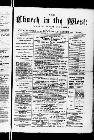 cover page of Church in the West published on February 27, 1886