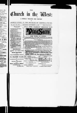 cover page of Church in the West published on November 13, 1886