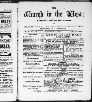 cover page of Church in the West published on May 9, 1891