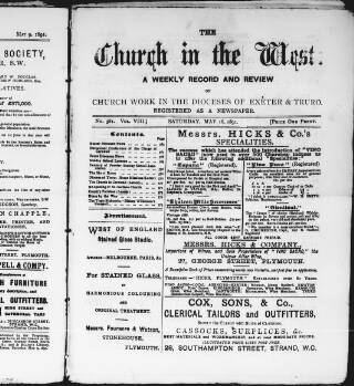 cover page of Church in the West published on May 16, 1891