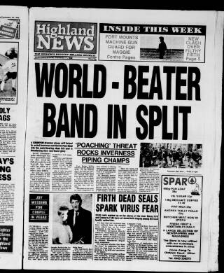 cover page of Highland News published on September 17, 1988