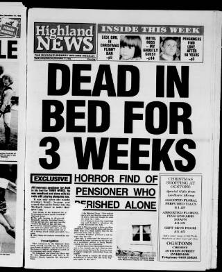 cover page of Highland News published on December 17, 1988