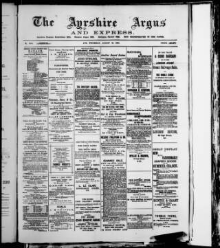 cover page of Ayrshire Express published on August 18, 1887