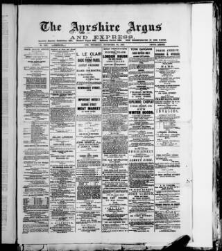 cover page of Ayrshire Express published on November 24, 1887