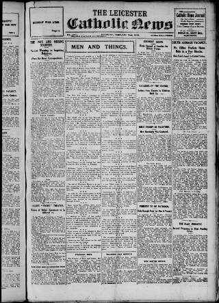 cover page of Leicester Catholic News published on February 2, 1918