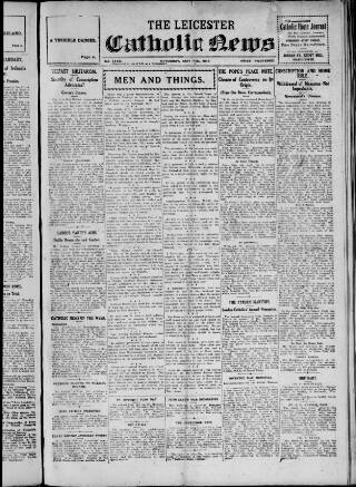 cover page of Leicester Catholic News published on May 4, 1918