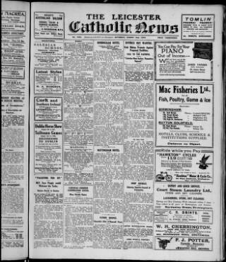 cover page of Leicester Catholic News published on August 2, 1924