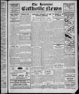 cover page of Leicester Catholic News published on June 18, 1927