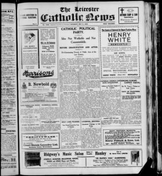 cover page of Leicester Catholic News published on May 4, 1929