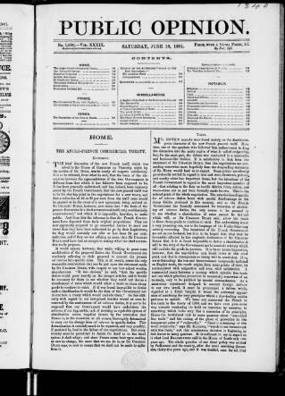 cover page of Public Opinion published on June 18, 1881