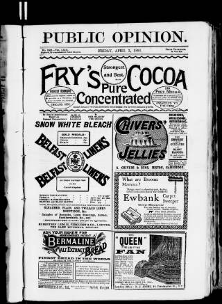 cover page of Public Opinion published on April 3, 1896