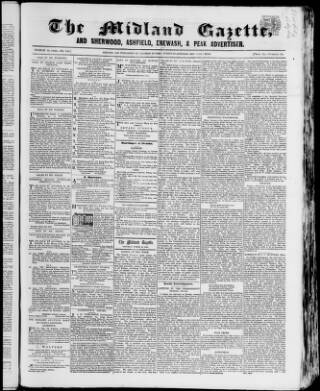 cover page of Midland Gazette and Mansfield Times published on March 19, 1859