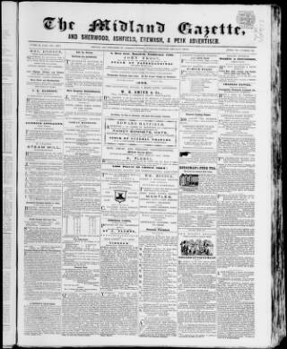 cover page of Midland Gazette and Mansfield Times published on June 18, 1859