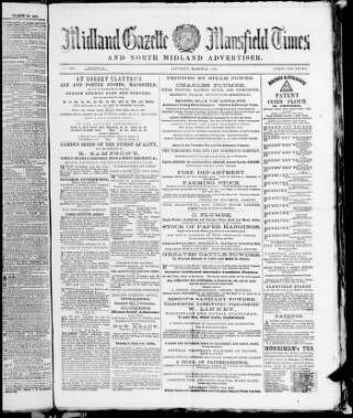 cover page of Midland Gazette and Mansfield Times published on March 19, 1870