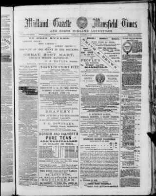 cover page of Midland Gazette and Mansfield Times published on November 2, 1878