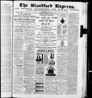 cover page of Blandford Express published on May 4, 1872