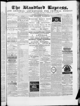 cover page of Blandford Express published on February 2, 1878