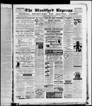cover page of Blandford Express published on June 18, 1881