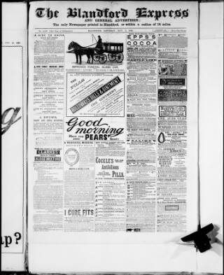 cover page of Blandford Express published on November 2, 1889