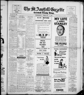 cover page of St. Austell Gazette and Cornwall County News published on February 2, 1949