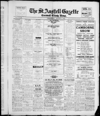cover page of St. Austell Gazette and Cornwall County News published on August 2, 1950