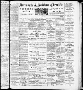 cover page of Dartmouth & South Hams Chronicle published on June 18, 1886