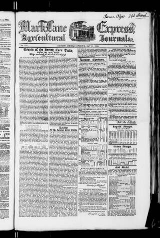 cover page of Mark Lane Express published on May 21, 1855