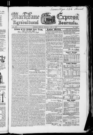 cover page of Mark Lane Express published on June 18, 1855