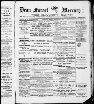 cover page of Dean Forest Mercury published on September 6, 1889