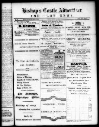 cover page of Bishop's Castle Advertiser and Clun News published on March 19, 1915