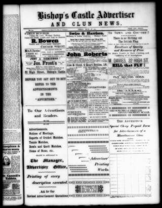 cover page of Bishop's Castle Advertiser and Clun News published on June 18, 1915