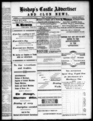 cover page of Bishop's Castle Advertiser and Clun News published on September 17, 1915