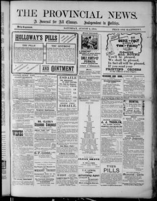 cover page of Provincial News (Lydney) published on August 6, 1910