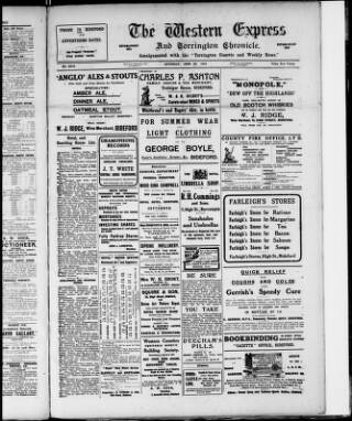 cover page of Western Express published on June 29, 1918