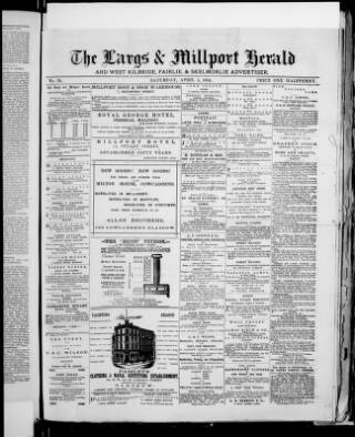 cover page of Largs & Millport Herald published on April 5, 1884