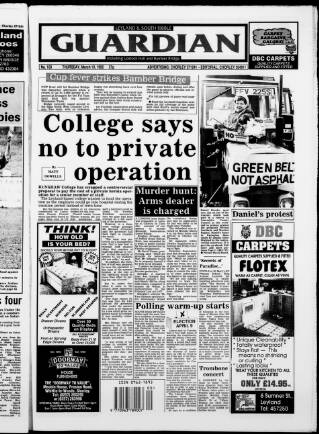 cover page of Leyland Guardian published on March 19, 1992