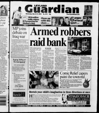 cover page of Leyland Guardian published on March 19, 2003
