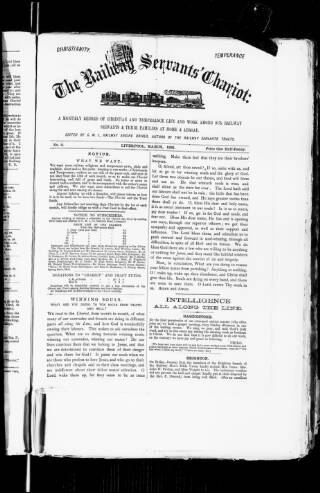 cover page of Railway Servants' Chariot and Companion published on March 1, 1881