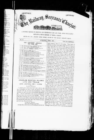 cover page of Railway Servants' Chariot and Companion published on June 1, 1881
