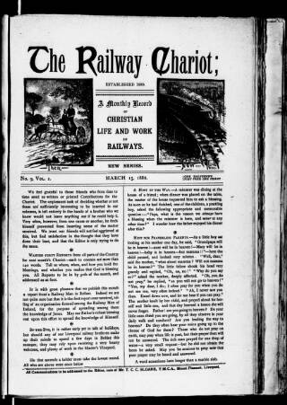 cover page of Railway Servants' Chariot and Companion published on March 15, 1886