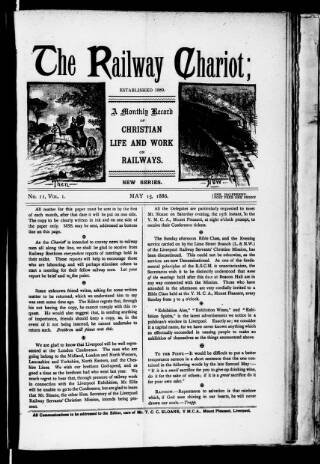 cover page of Railway Servants' Chariot and Companion published on May 15, 1886