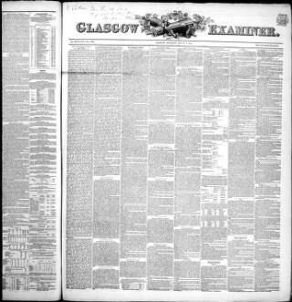 cover page of Glasgow Examiner published on August 2, 1851