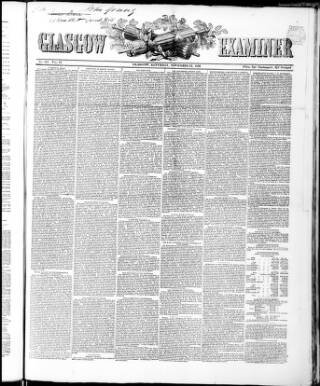 cover page of Glasgow Examiner published on November 22, 1862