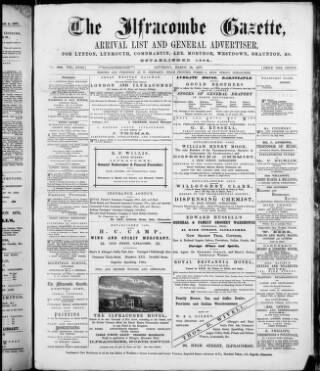 cover page of Ilfracombe Gazette published on March 10, 1877