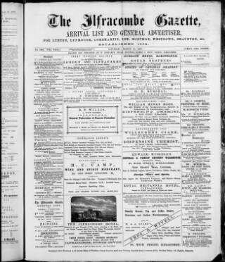cover page of Ilfracombe Gazette published on March 17, 1877