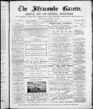 cover page of Ilfracombe Gazette published on June 2, 1877