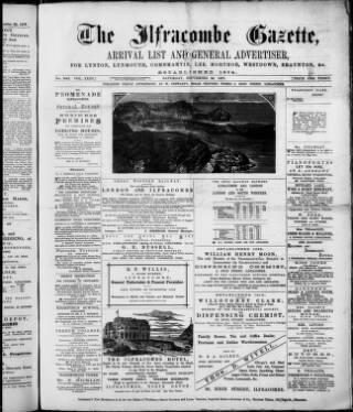 cover page of Ilfracombe Gazette published on September 29, 1877